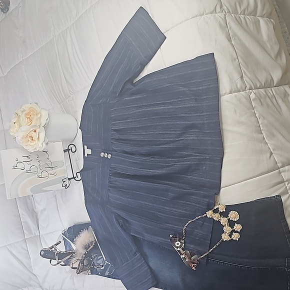 Navy Blue Blazer Business Casual Office Wear Elegant Wear - Picture 15 of 15